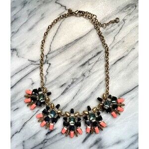 J. Crew black, teal, and peach statement necklace